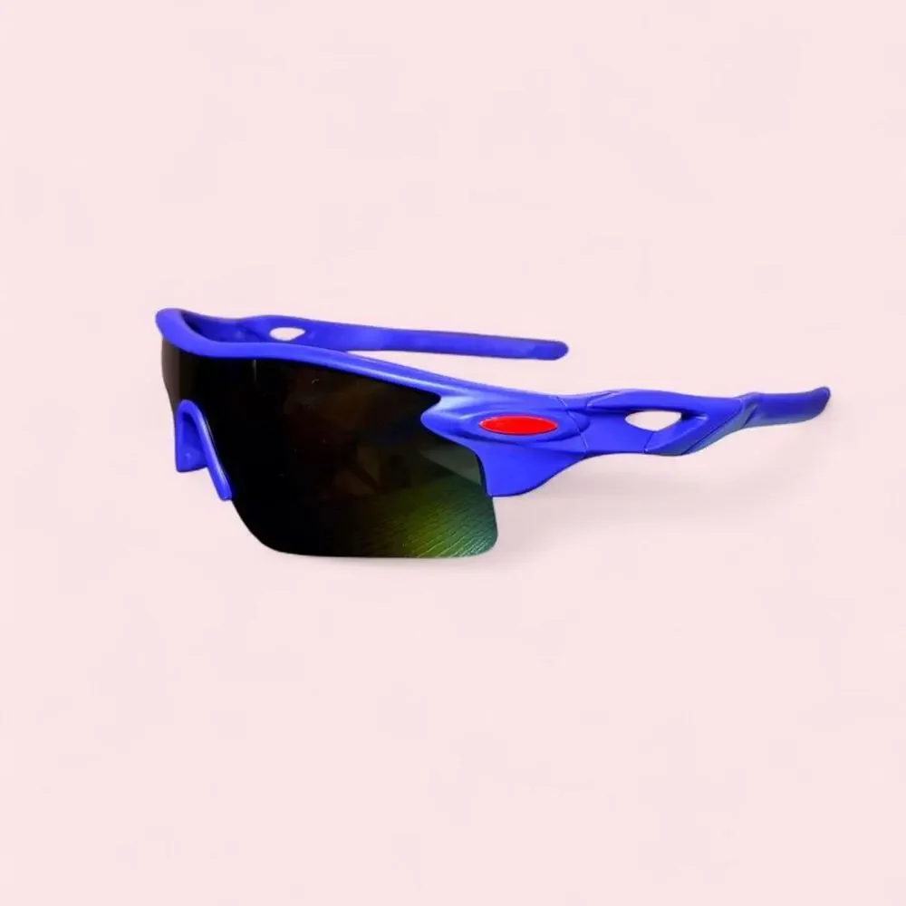 Electric blue wraparound shield sunglasses Y2k sporty cybercore moto festival